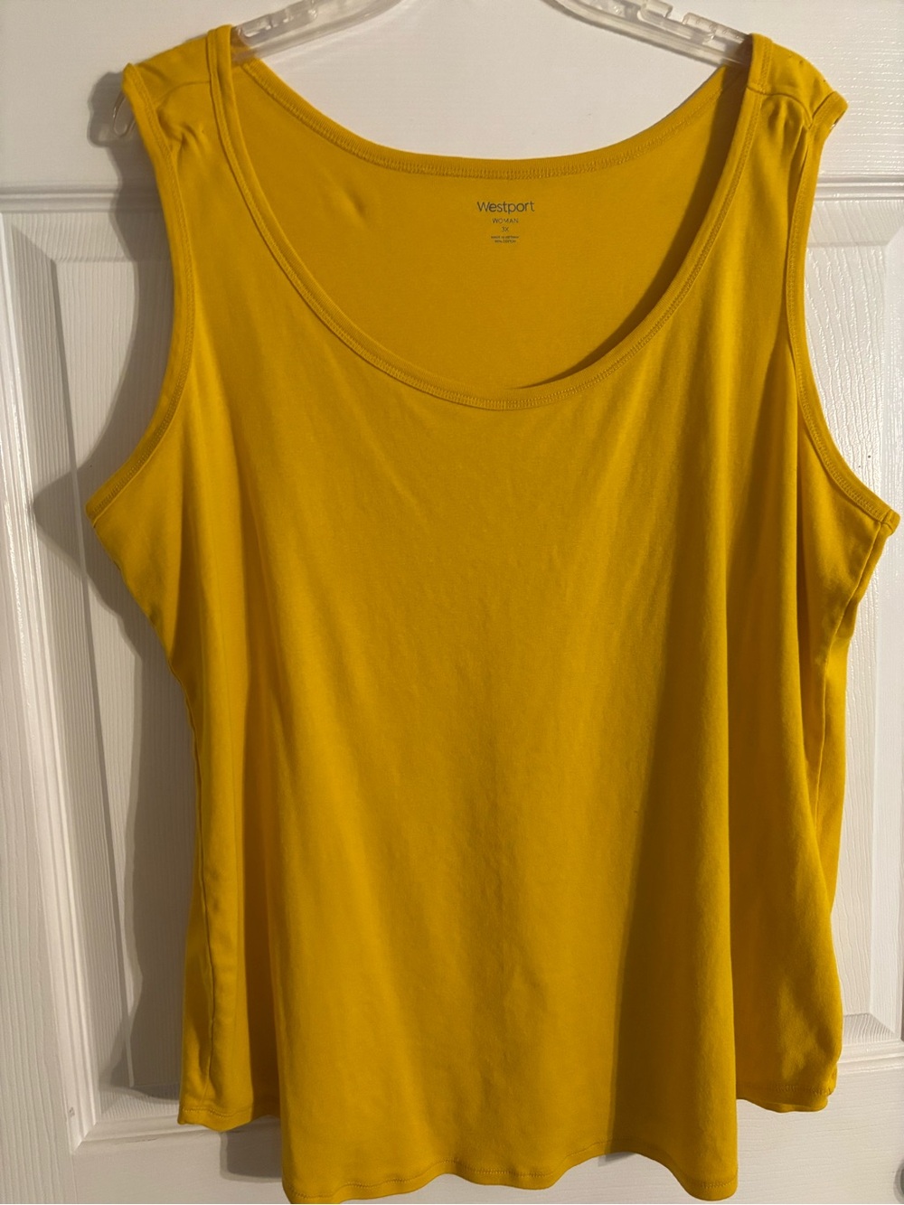 Westport Bright Yellow Scoop Neck Cotton Tank, 3X